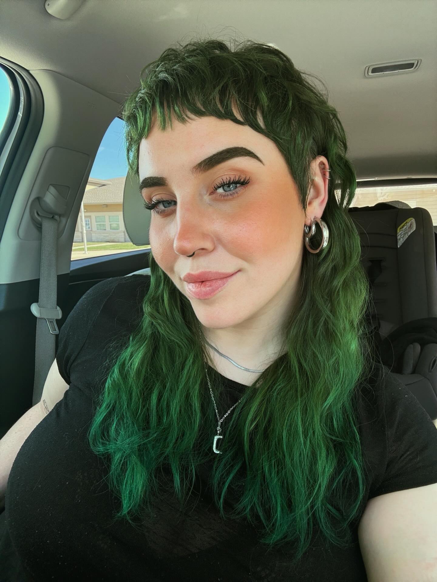 Emerald Shag Mullet with Cropped Blunt Fringe