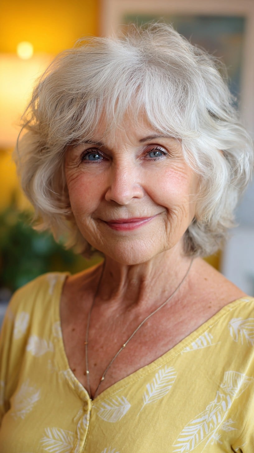 Platinum Feathered Shag Bob with Lifted Crown