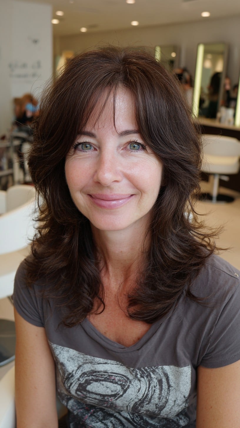 Root-Boosted Mid-Length Shag with Face-Framing Feathered Layers