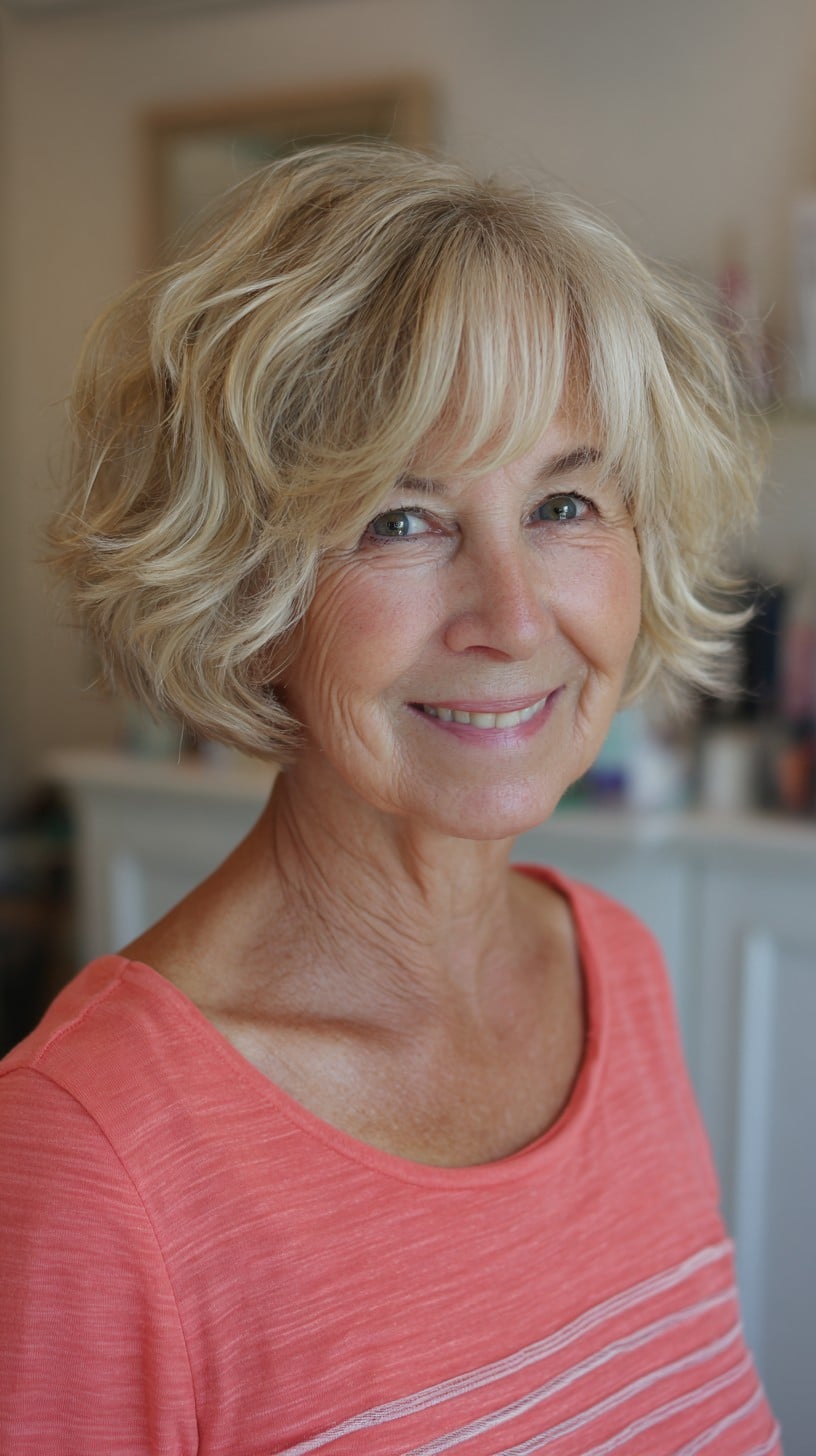 Root-Shadowed Feathered Shag Bob with Soft Curtain Fringe