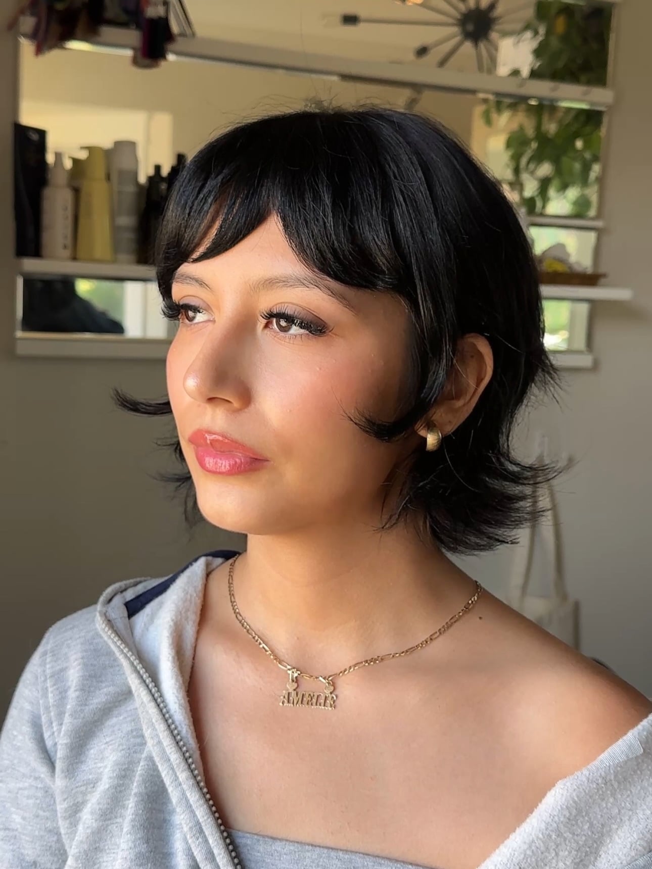 Short Flipped Jaw-Length Bob with Curved Micro Bangs
