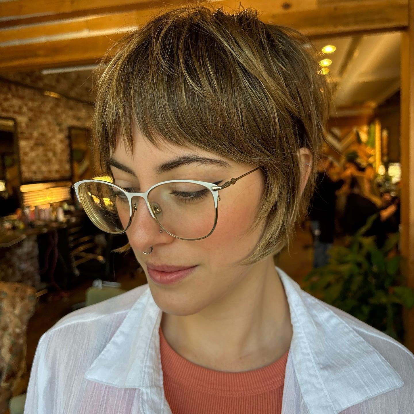 Short Jaw-Length Shag with Micro Bangs and Face-Framing Slices