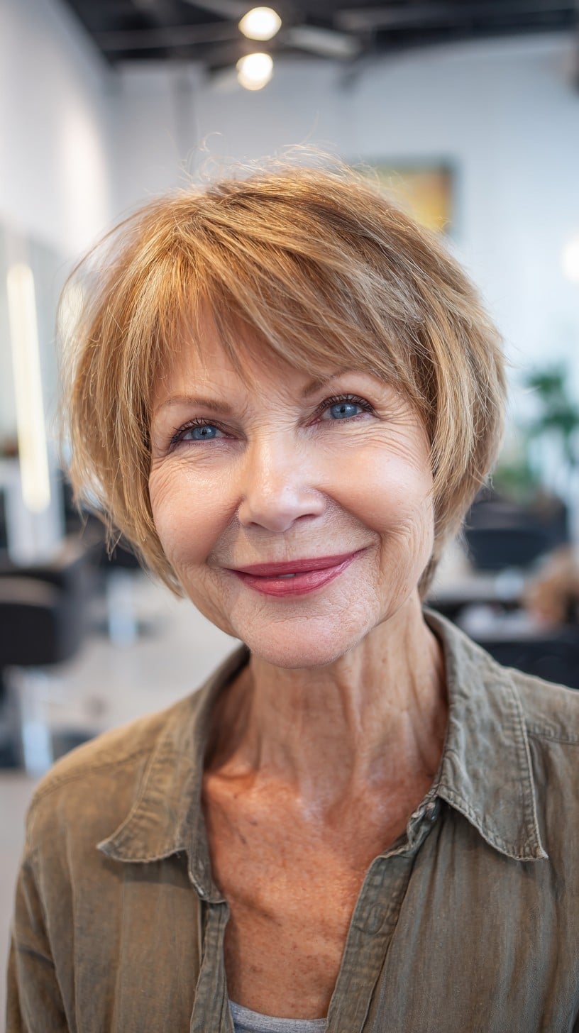 Short Textured Bixie with Soft Face-Framing Layers