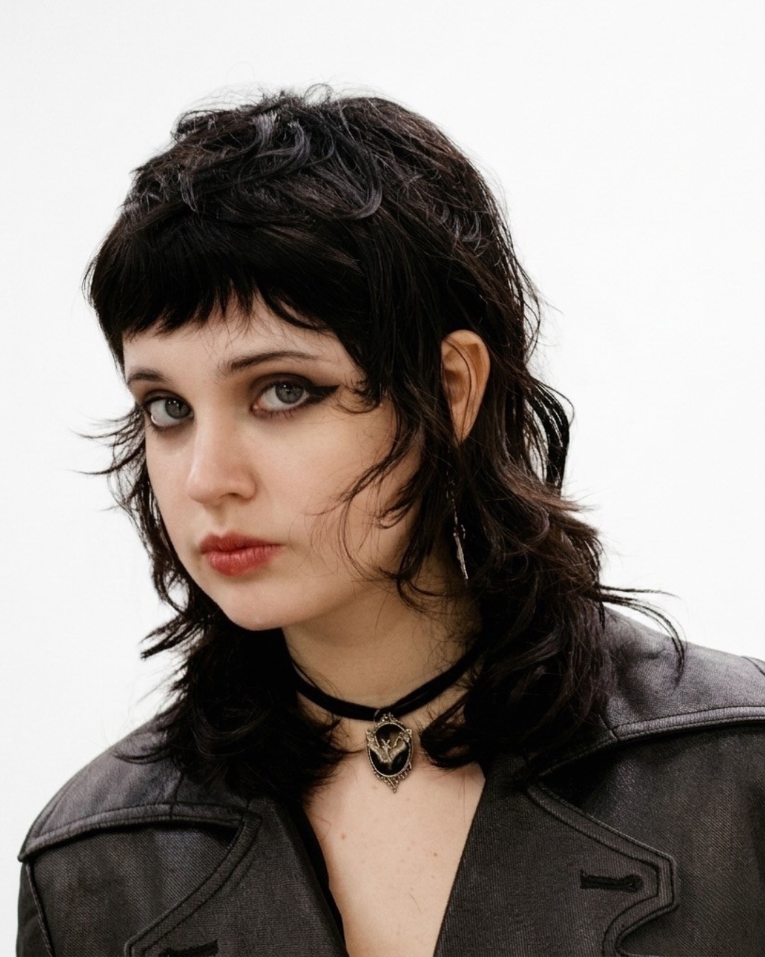 Short Textured Mullet with Cropped Micro-Bang and Flicked Layers