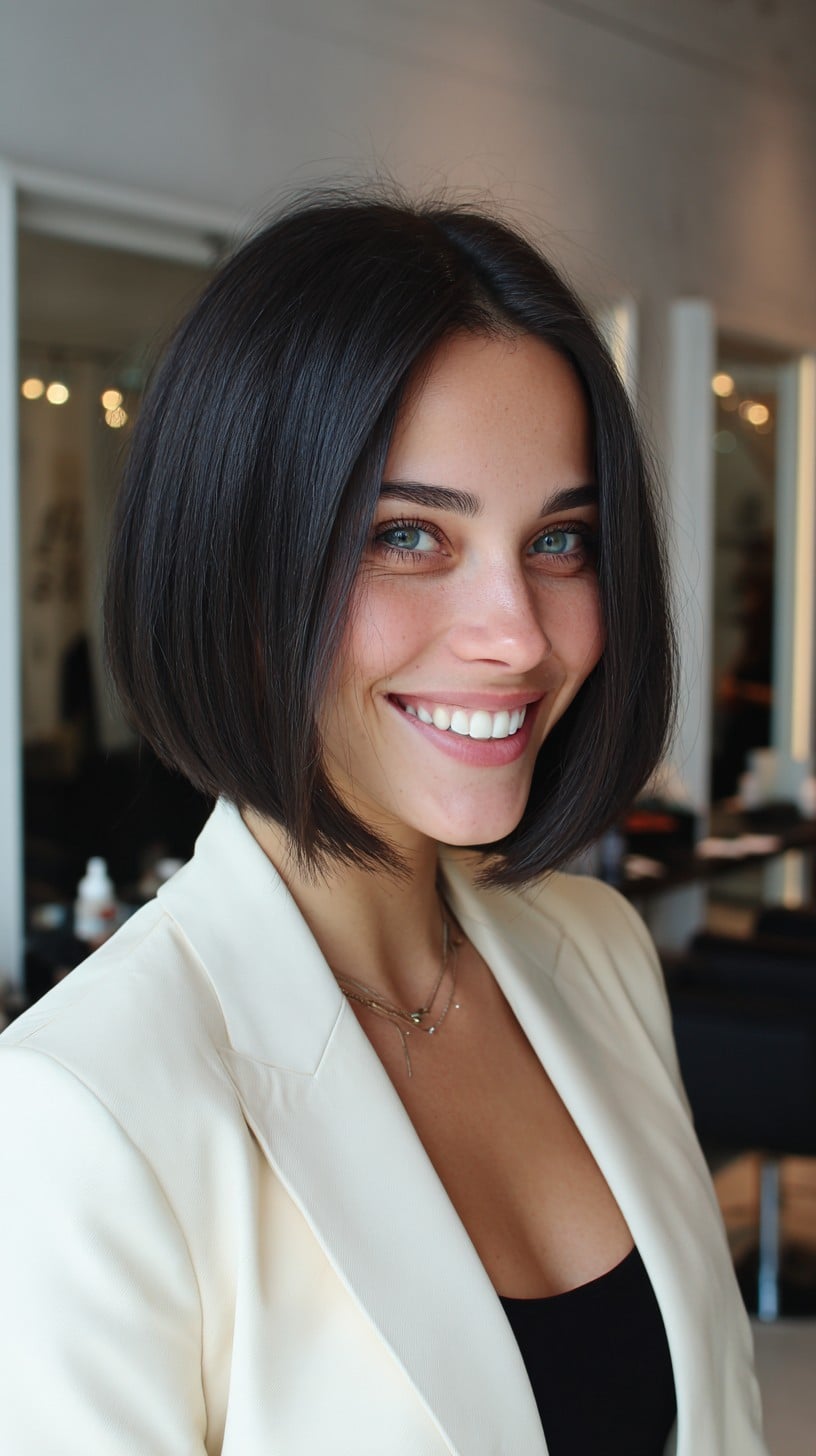 Sleek Chin-Length Blunt Bob with Soft Internal Graduation