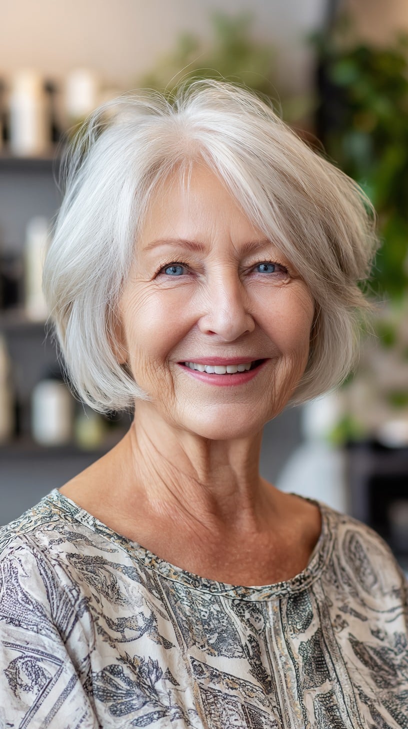 Soft Brushed-Back Short Bixie with Face-Framing Layers