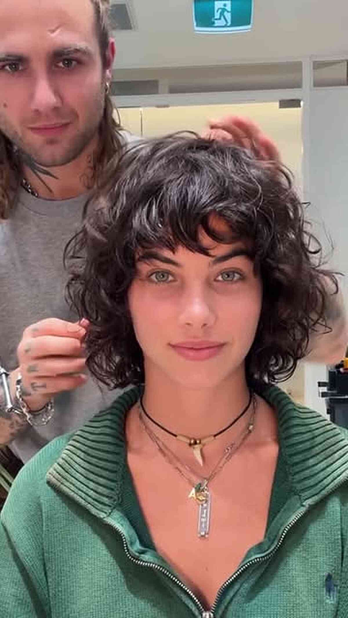 Soft Tousled Curly Bob with Fringe