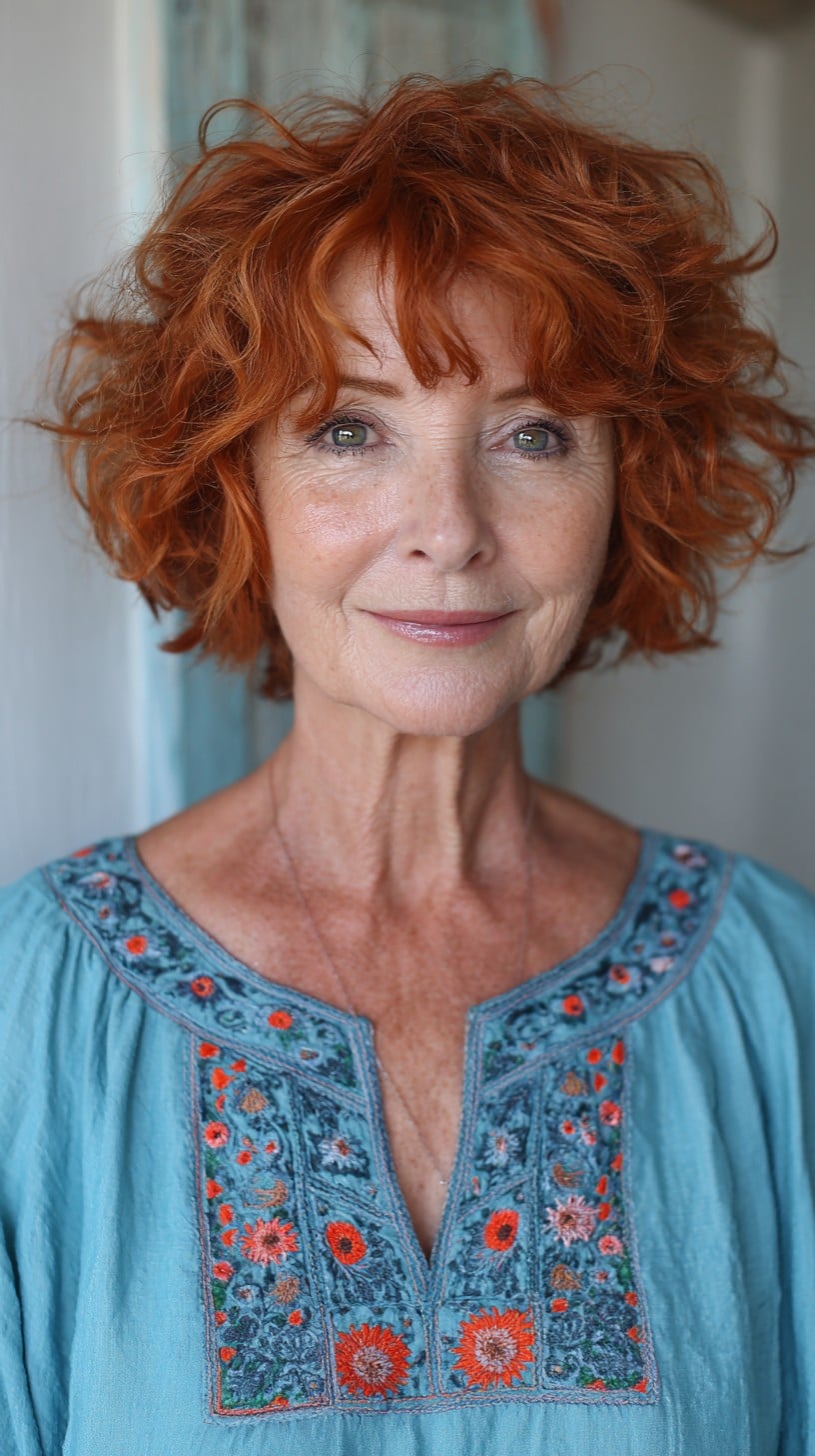Textured Copper Shag Bob with Soft Micro-Fringe