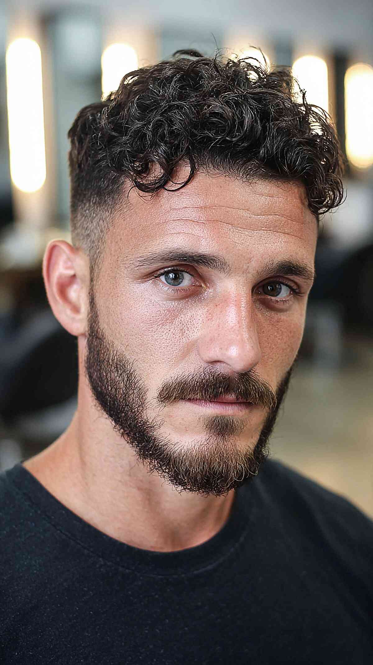 Textured Curly Crop with Faded Sides