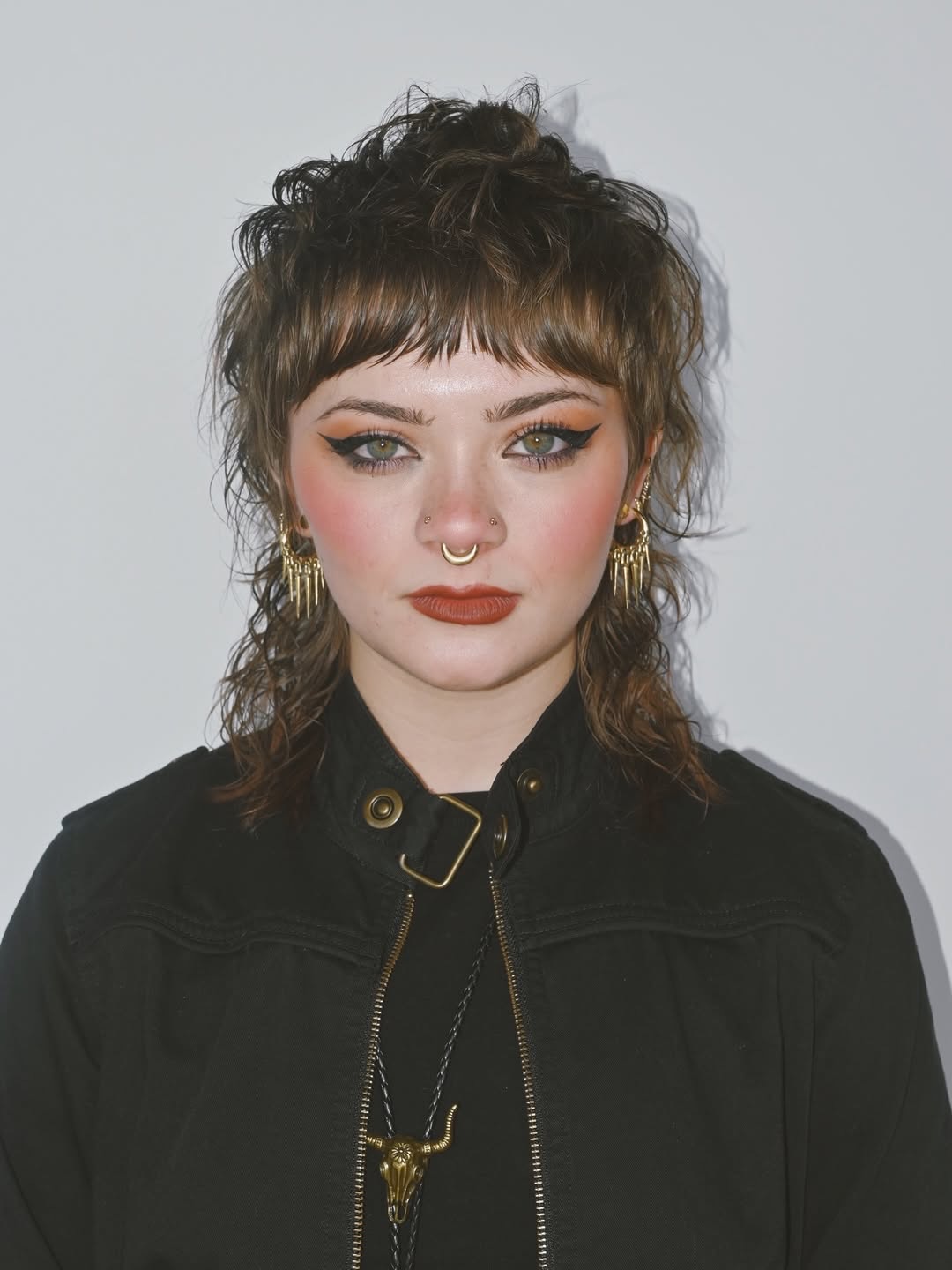 Textured Short Mullet with Cropped Micro-Bang and Feathered Crown