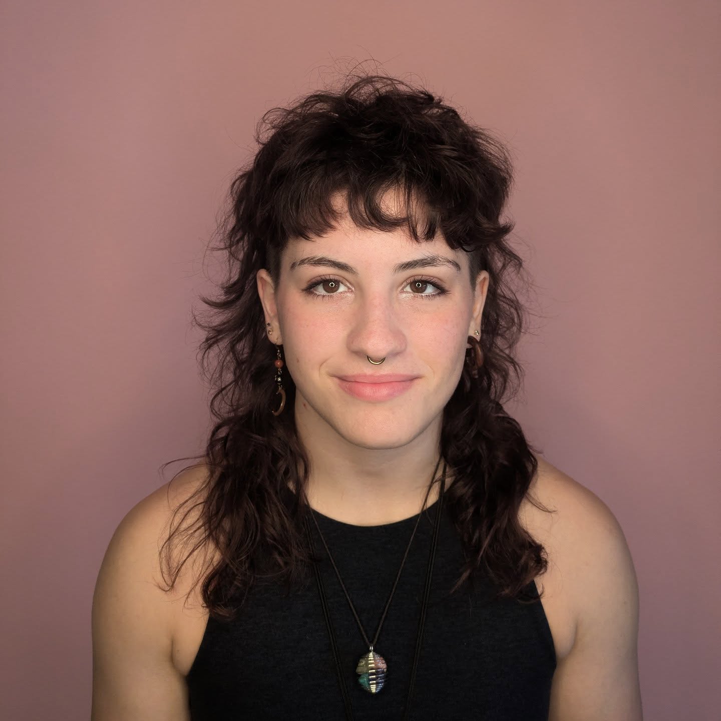 Tousled Curly Mullet with Scalloped Micro-Fringe