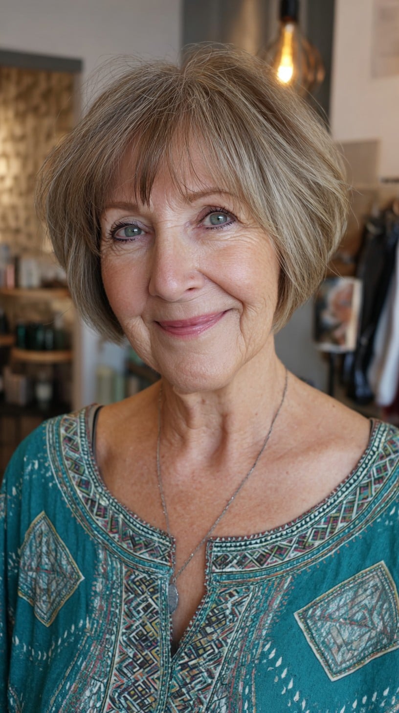 Chic Layered Short Bob with Sheer Micro-Bangs