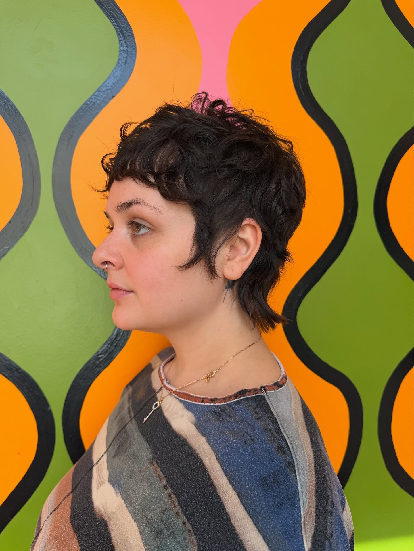 Choppy Curly Pixie with Micro-Fringe and Mullet Nape