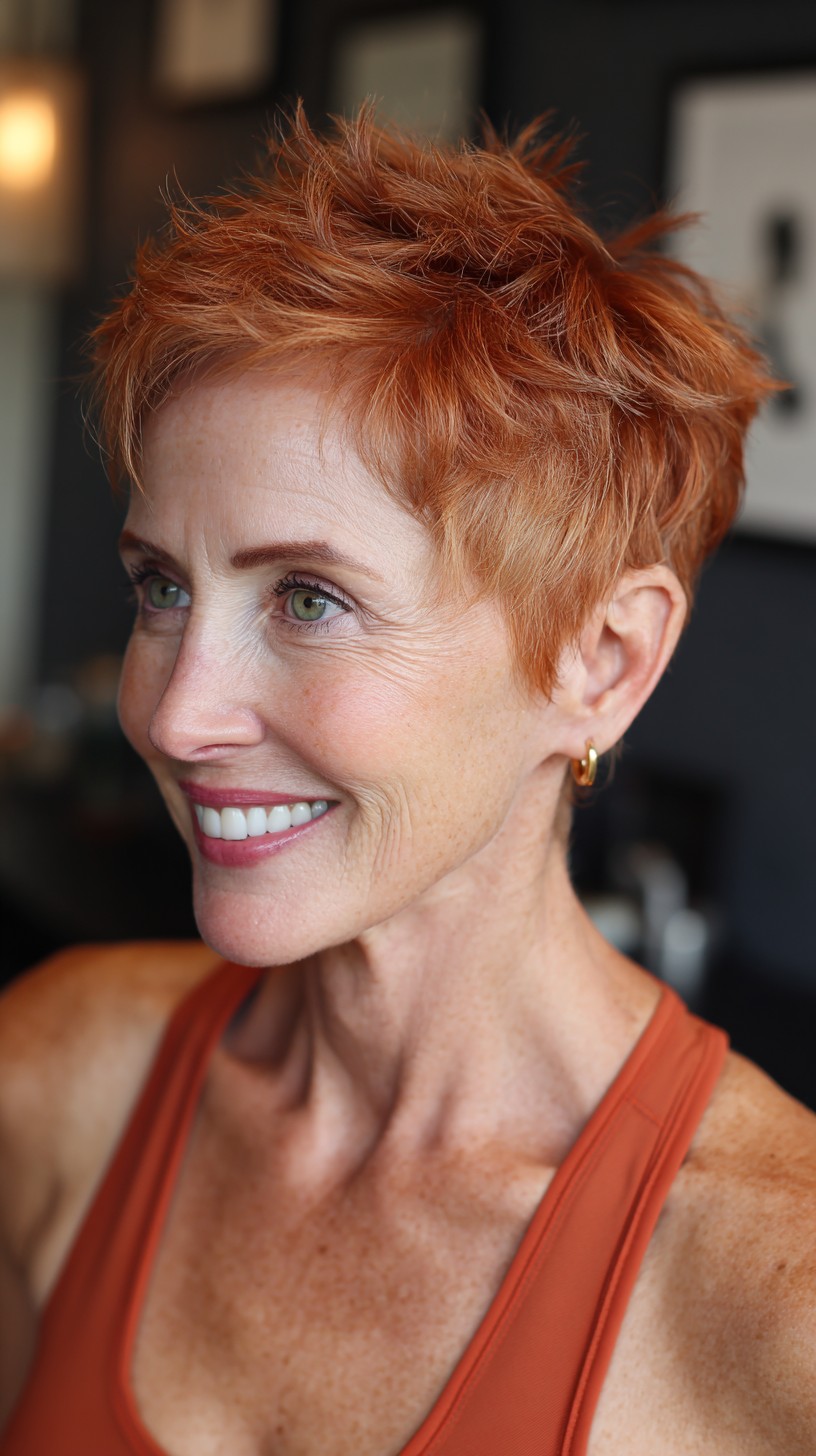 Copper Textured Pixie with Spiky Point-Cut Apex