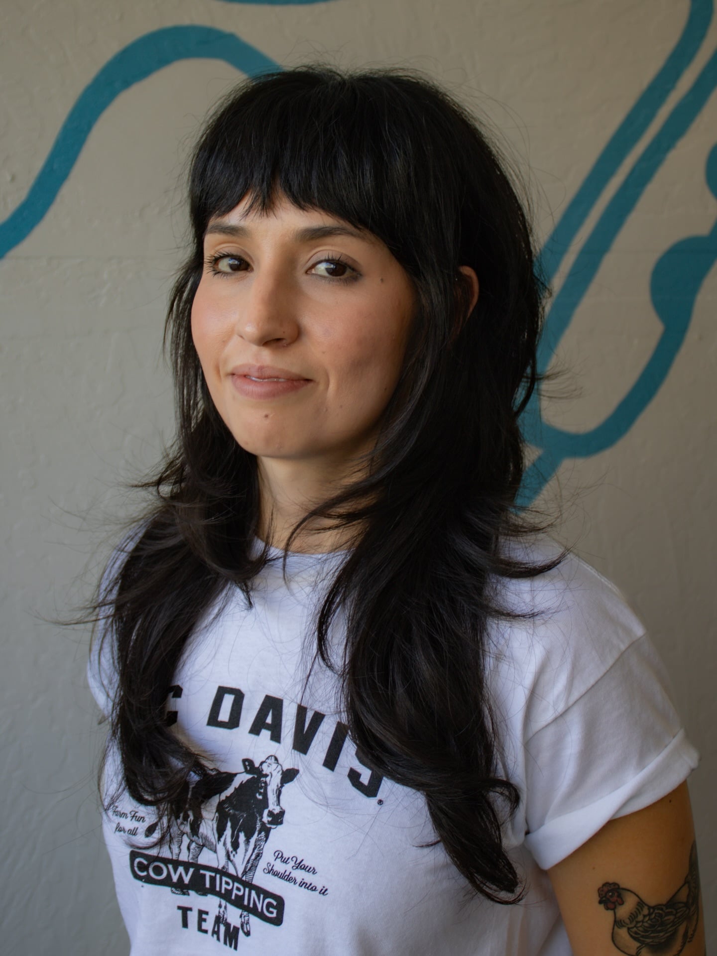 Dark Choppy Long Layers with Micro Fringe