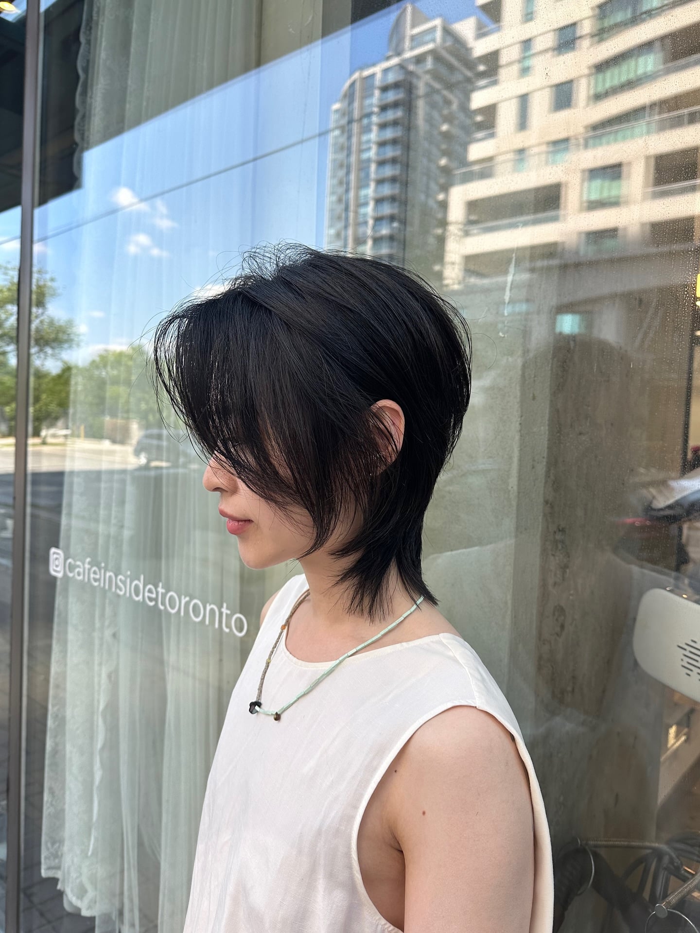 Deep Black Layered Wolf Mullet with Curtain Face-Framing