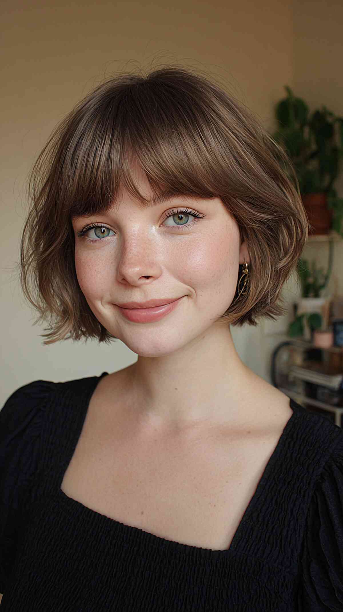 Jaw-Length Bob with Soft Bangs