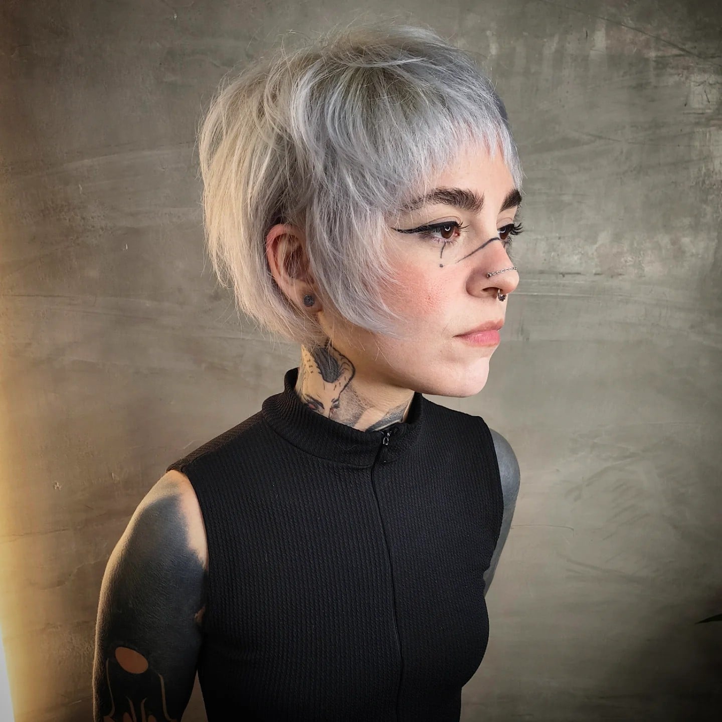 Silver Ash Pixie with Wispy Cheek-Framing Layers