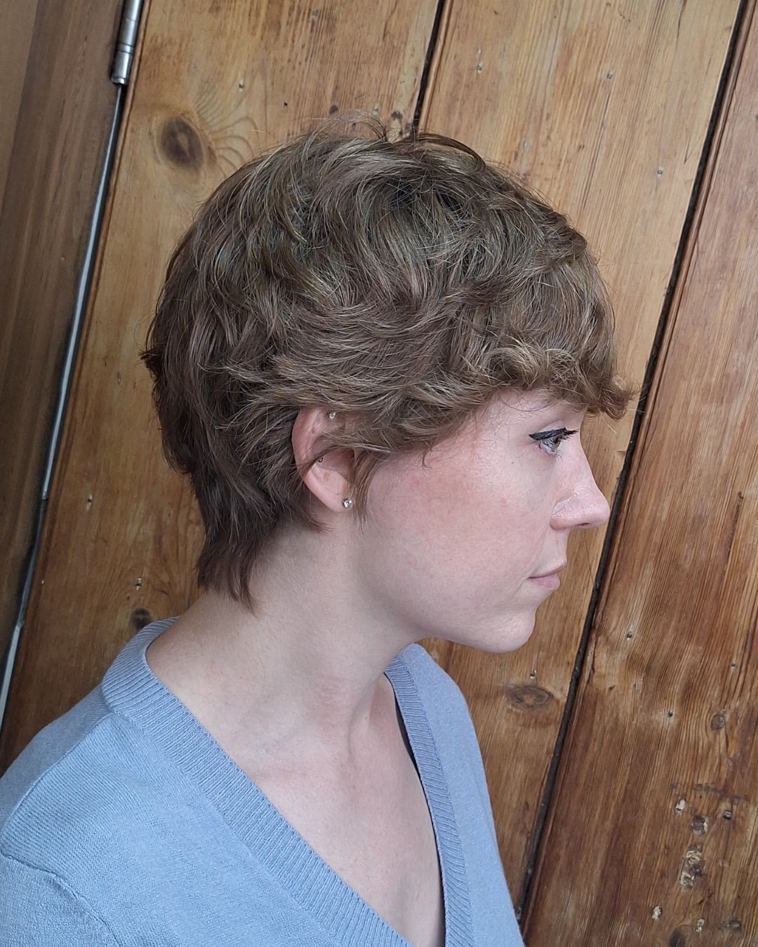 Soft Layered Pixie with Stacked Nape and Crown Swirl