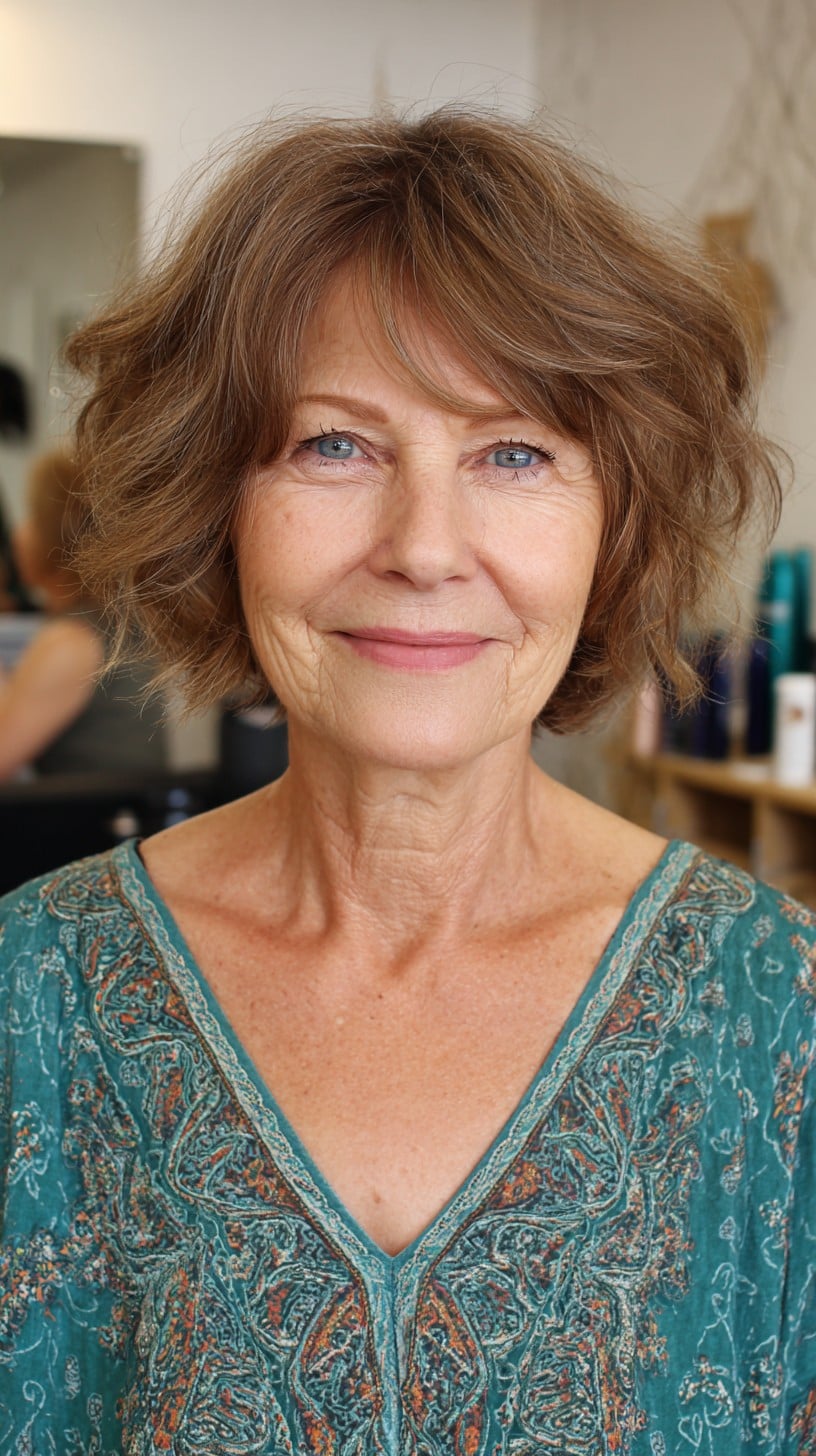 Soft Textured Short Shag with Wispy Curtain Bangs