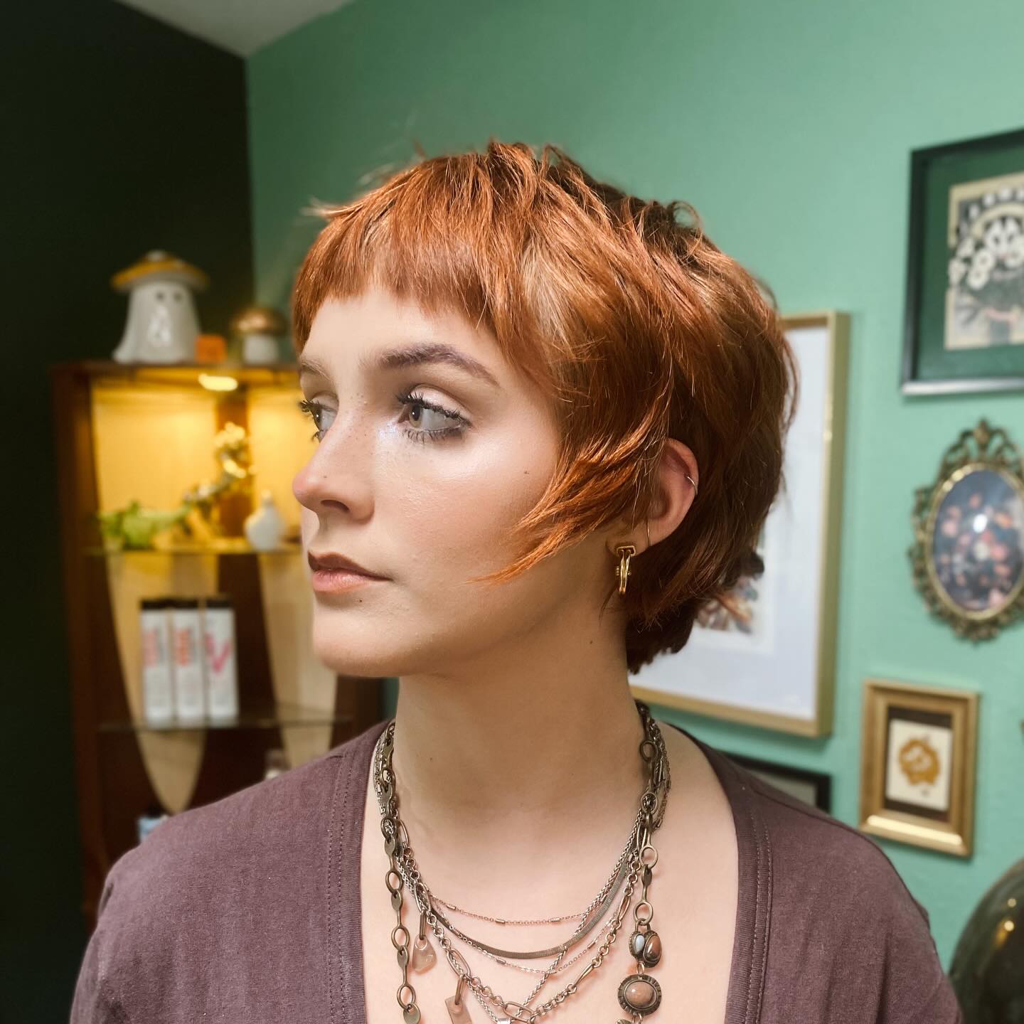 Textured Copper Pixie with Micro Fringe and Ear‑Grazing Flicks