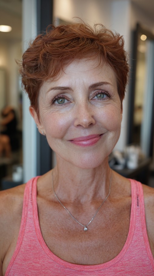 Textured Copper Pixie with Wispy Fringe