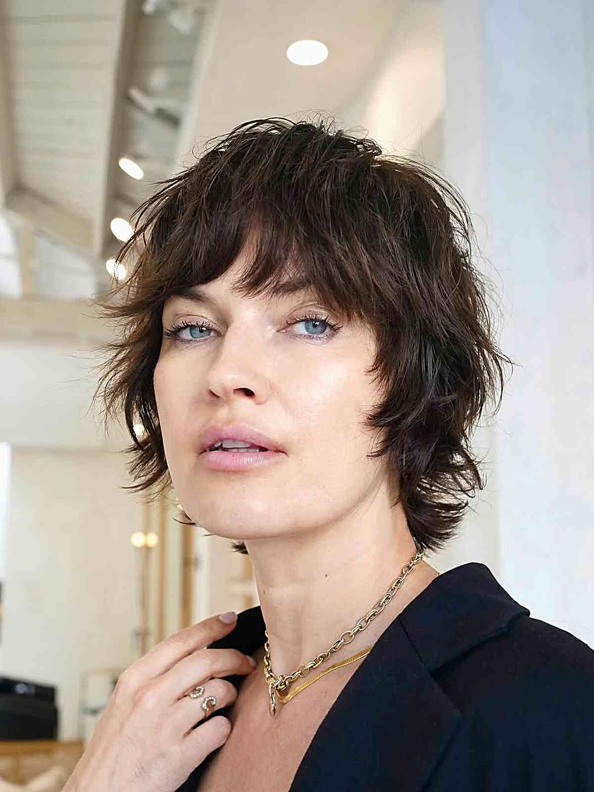 Textured Short Shag with Soft Bangs