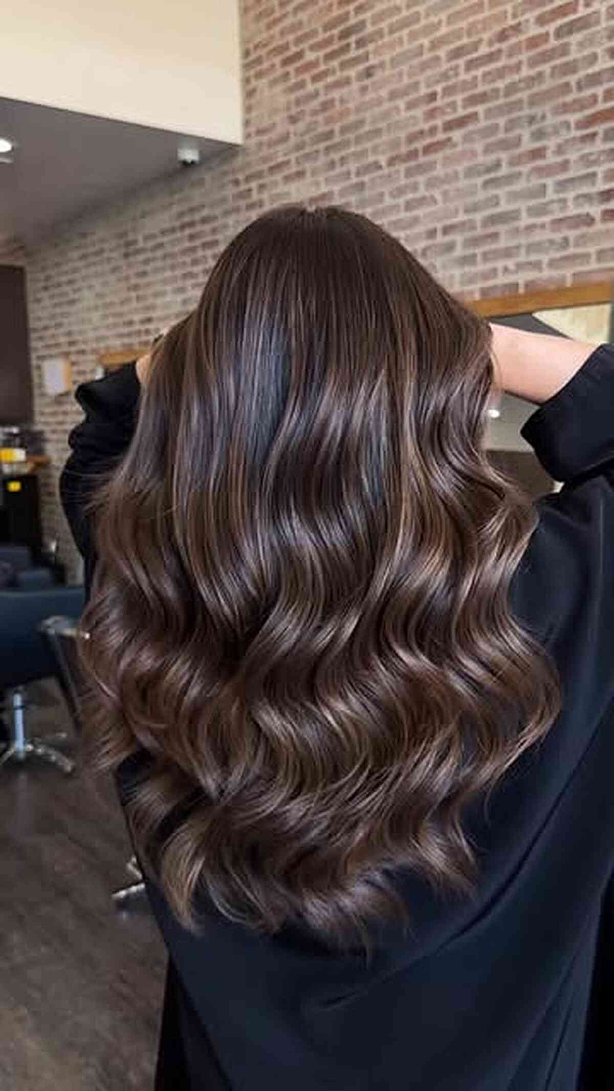 Glossy Mocha Ribbon Wave Layers