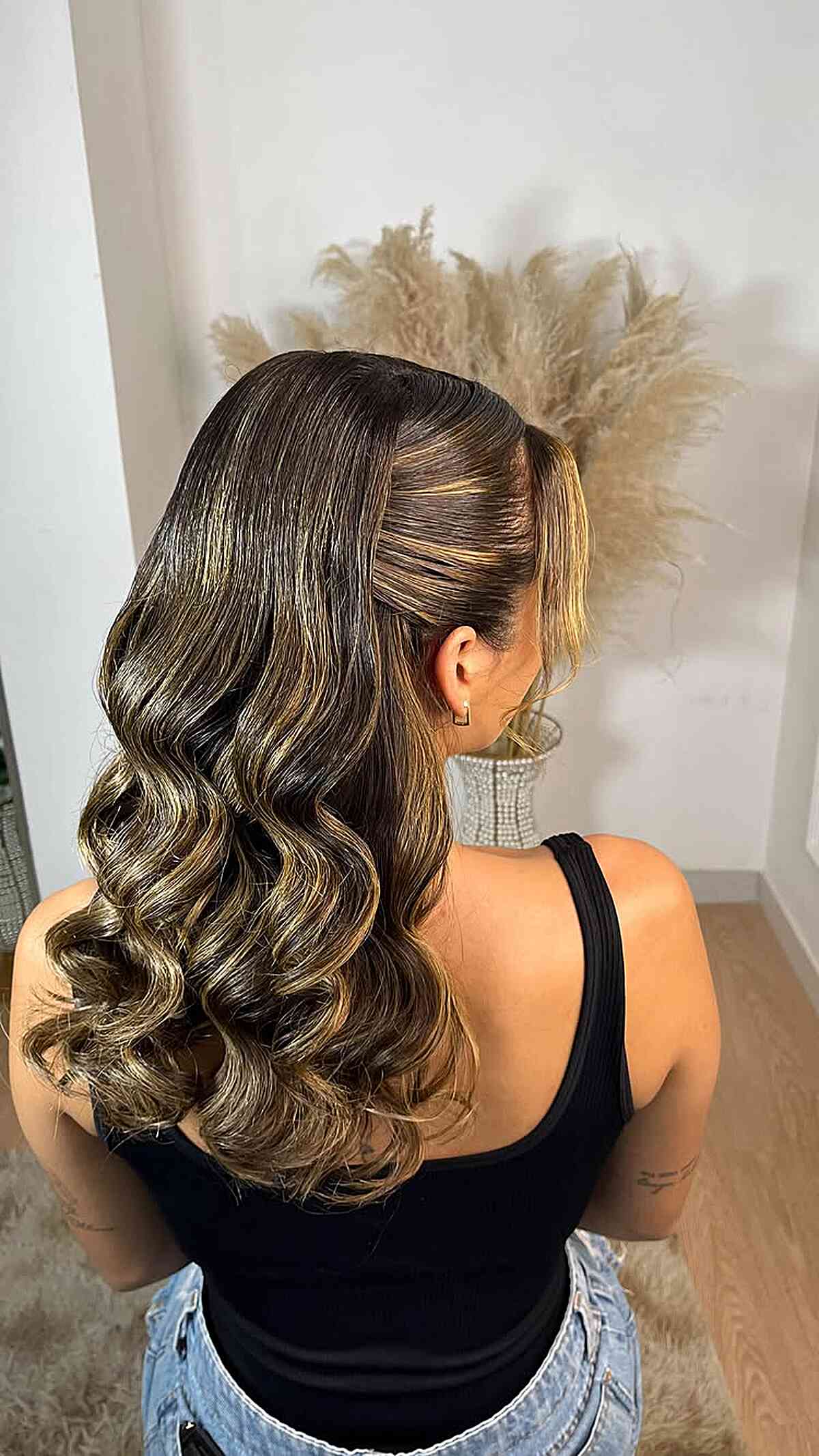 Elegant Half-Up Hollywood Waves