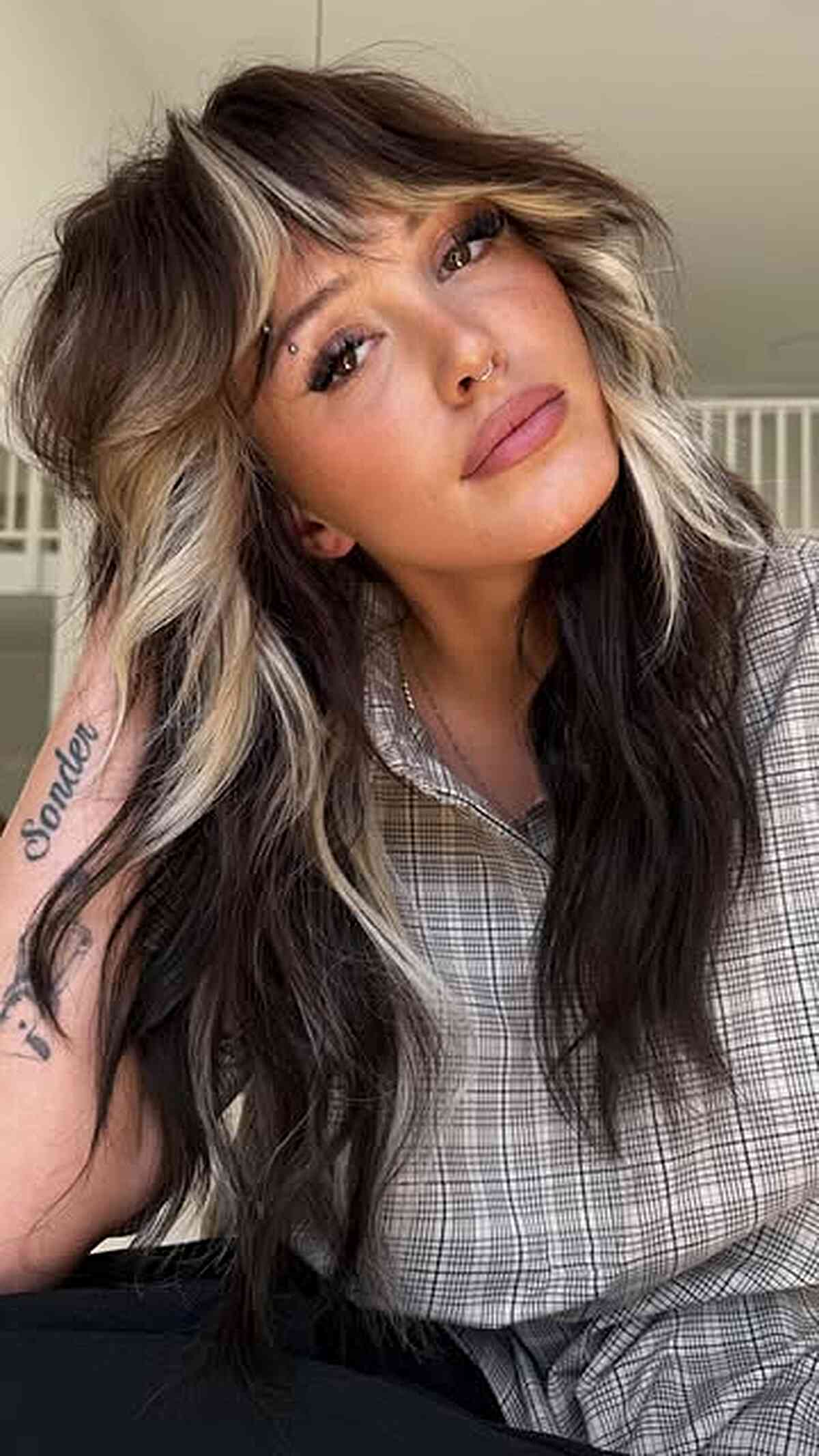 Long Shaggy Layers with Bangs