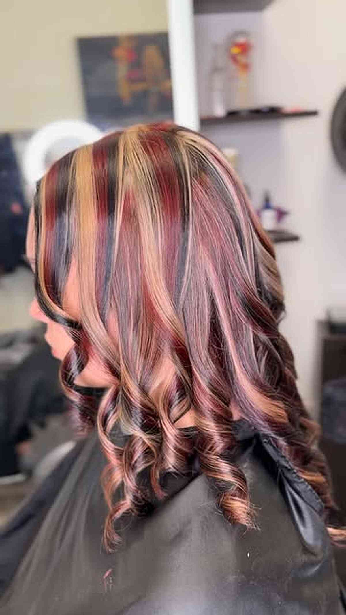 Vibrant Mid-Length Calico Waves