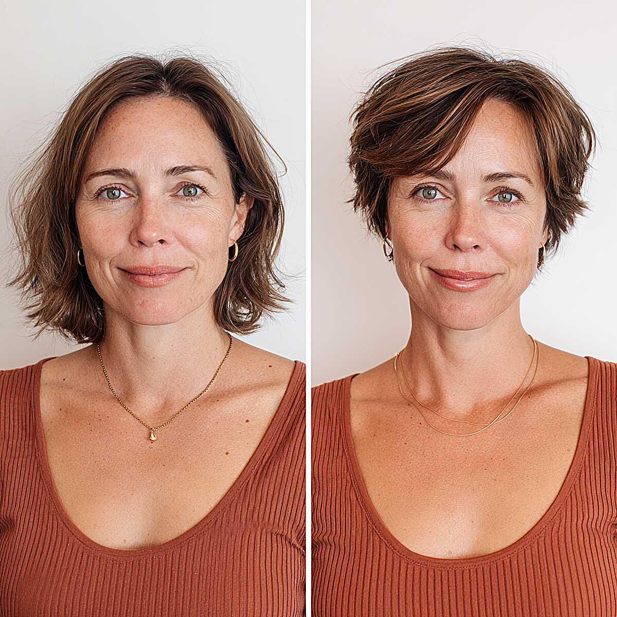 Before and after bob to textured pixie cut
