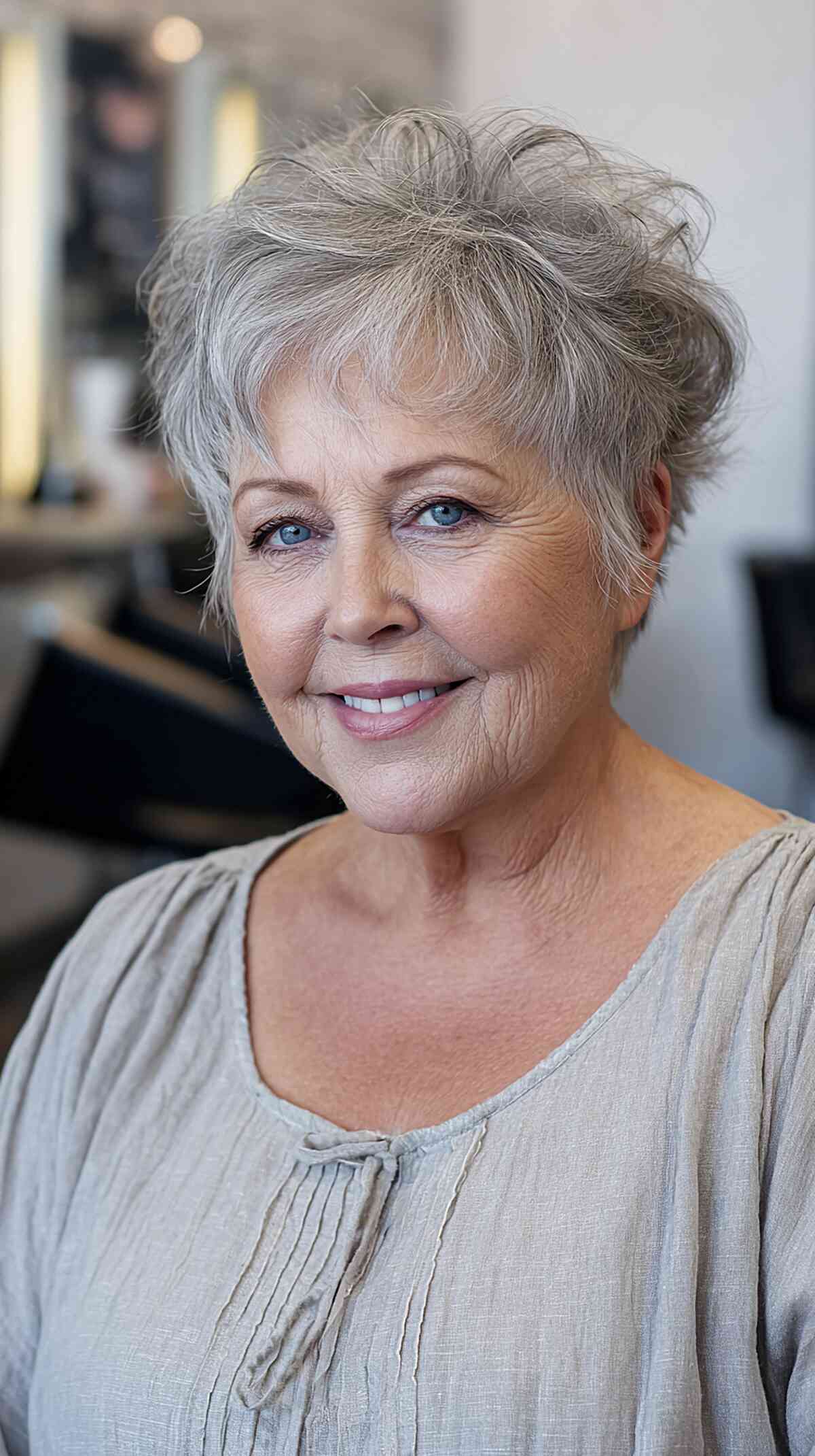 Chic Textured Pixie Cut for Mature Women