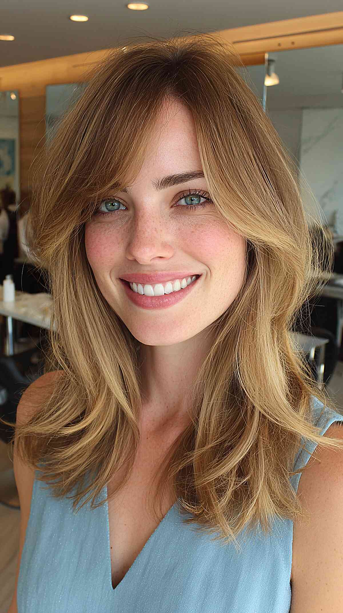 Stylish Medium Feathered Cut with Soft Layers