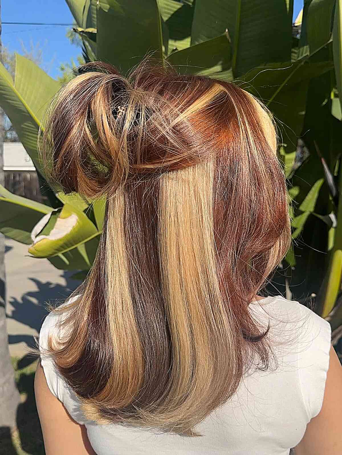 Dynamic Color Block Medium Length Hair