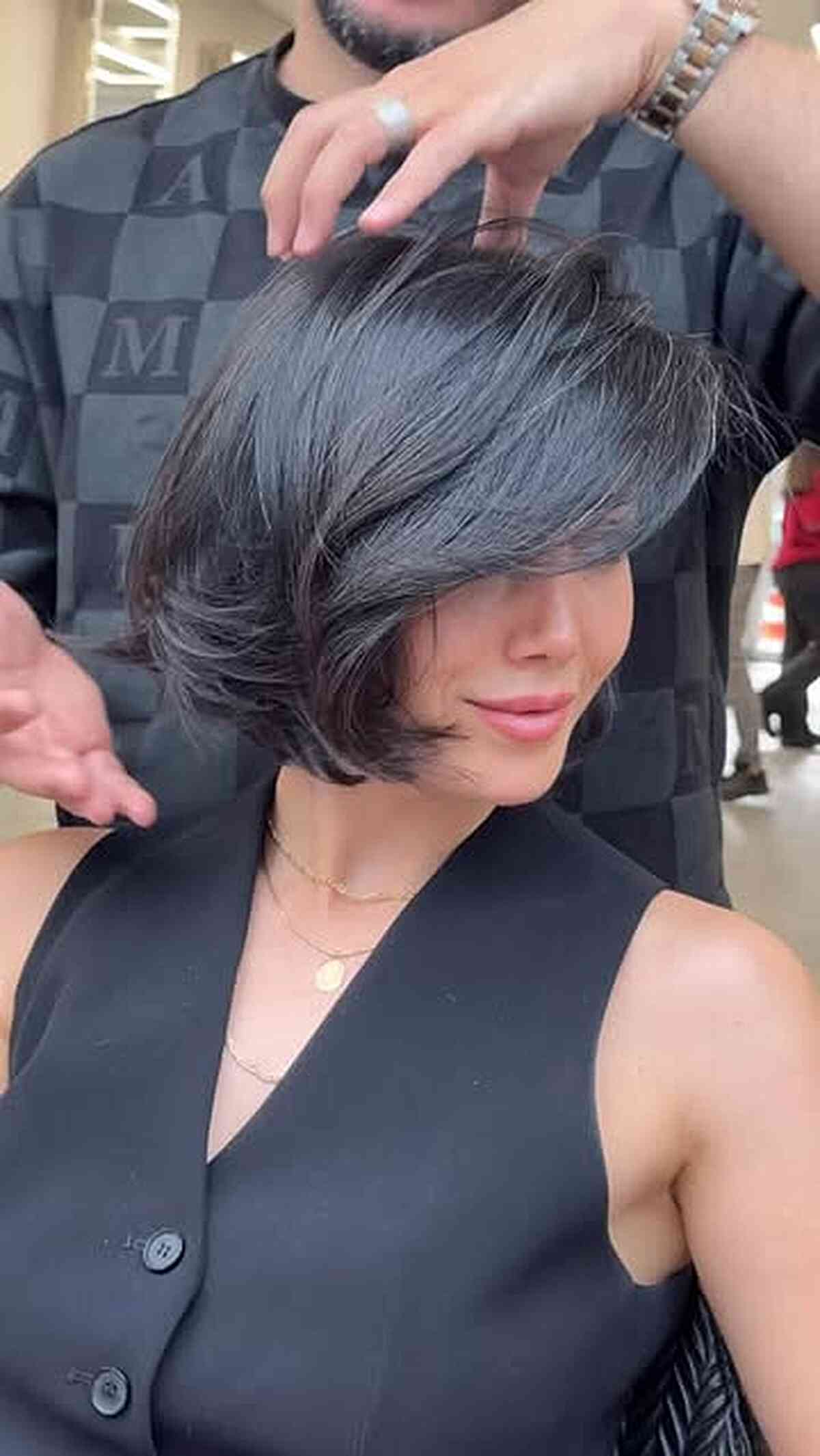 Sleek Espresso Side Sweep Bob