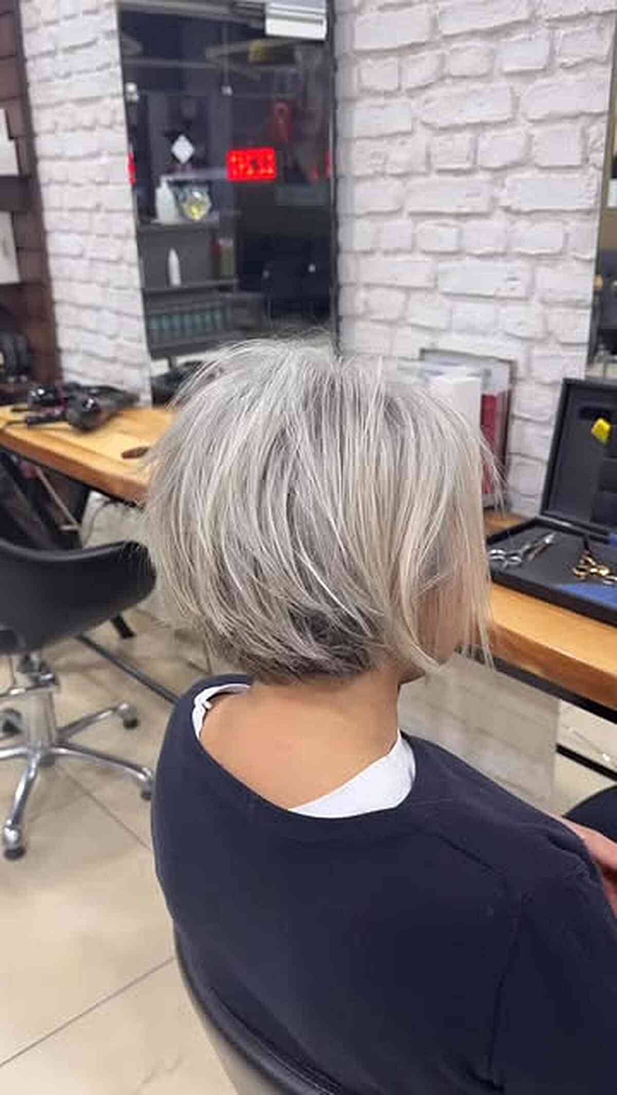Textured Short Gray Bob