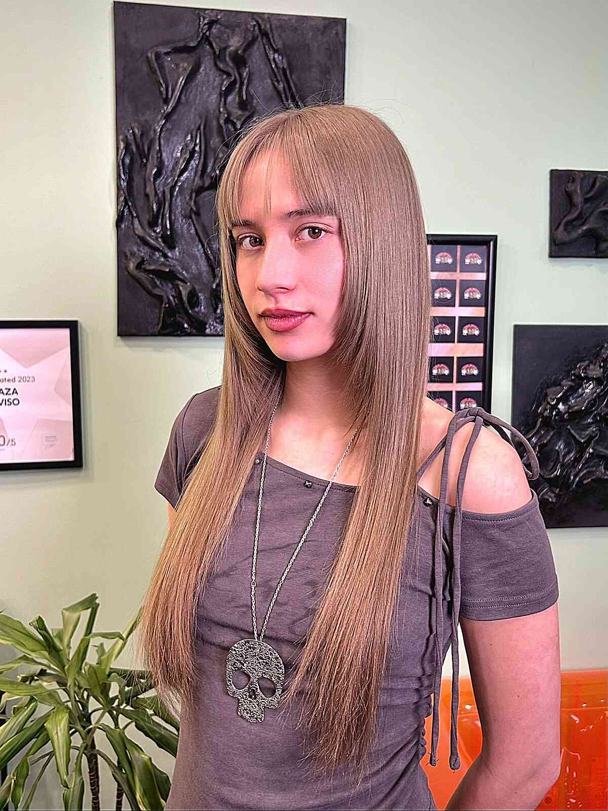 Elegant Hime Cut with Straight, Silky Locks
