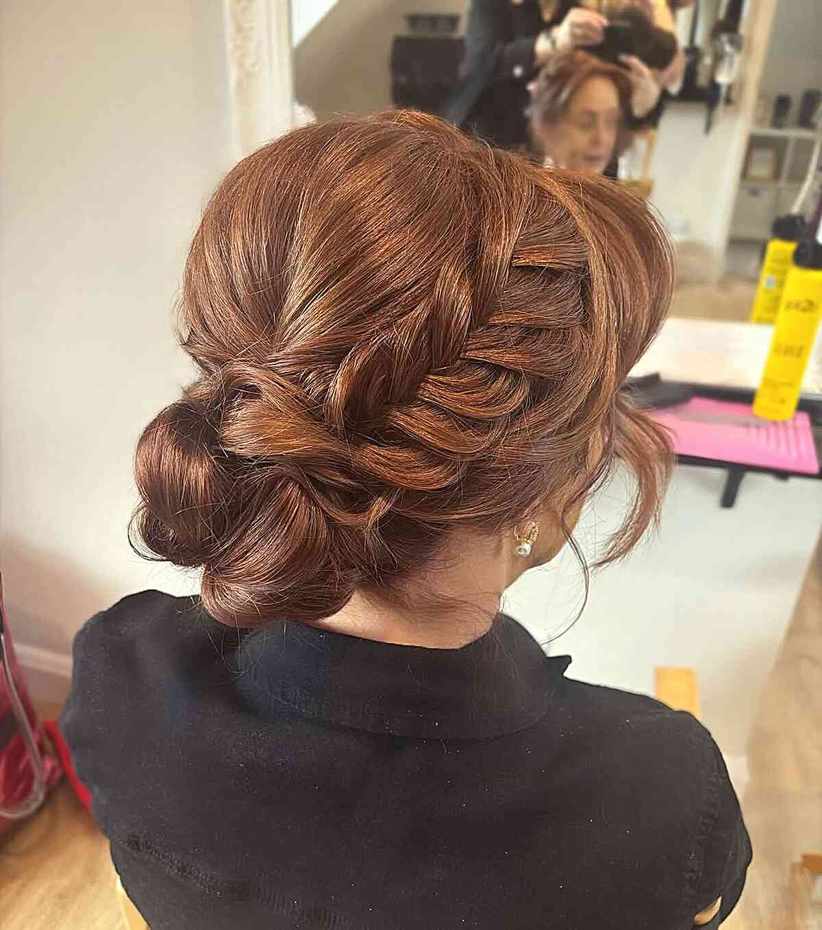 Elegant Braided Updo with Soft Waves