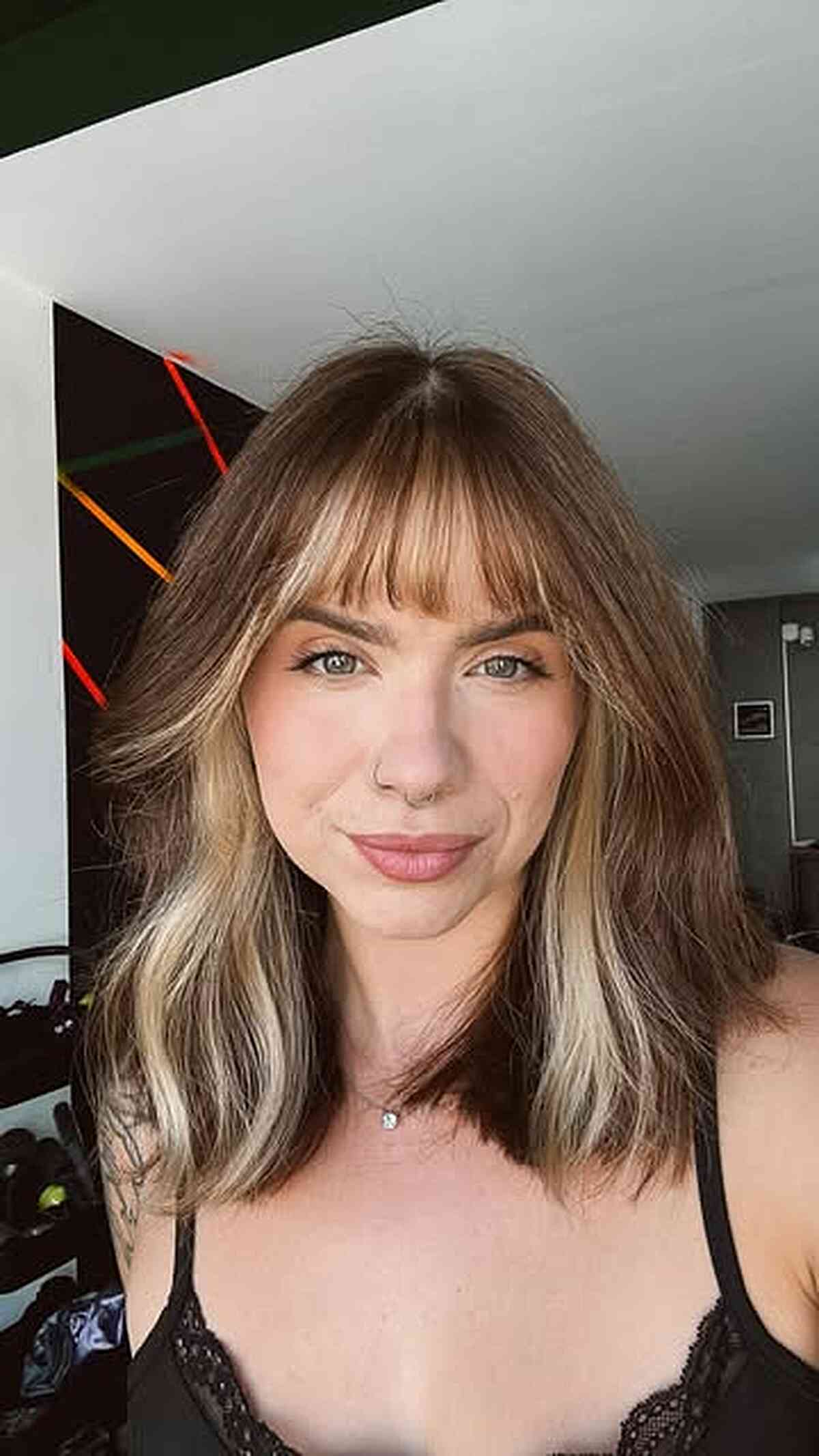 Mid-Length Balayage with a Money Piece
