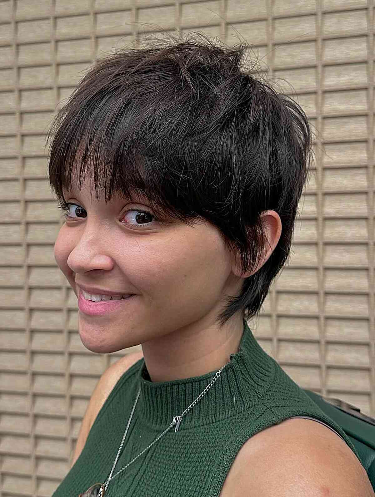 Textured Short Pixie Cut with Bangs