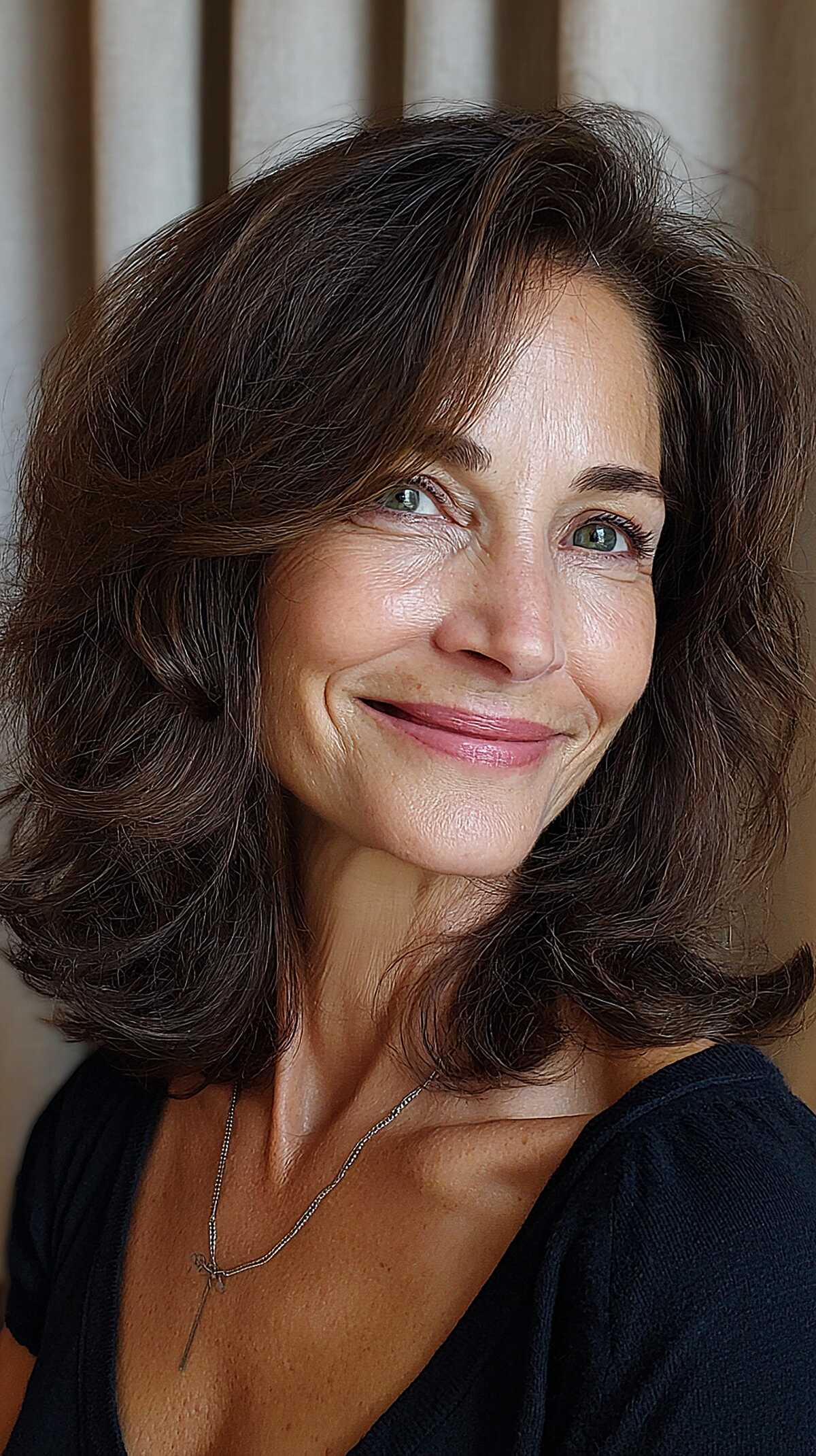 Voluminous espresso brown waves with layered body