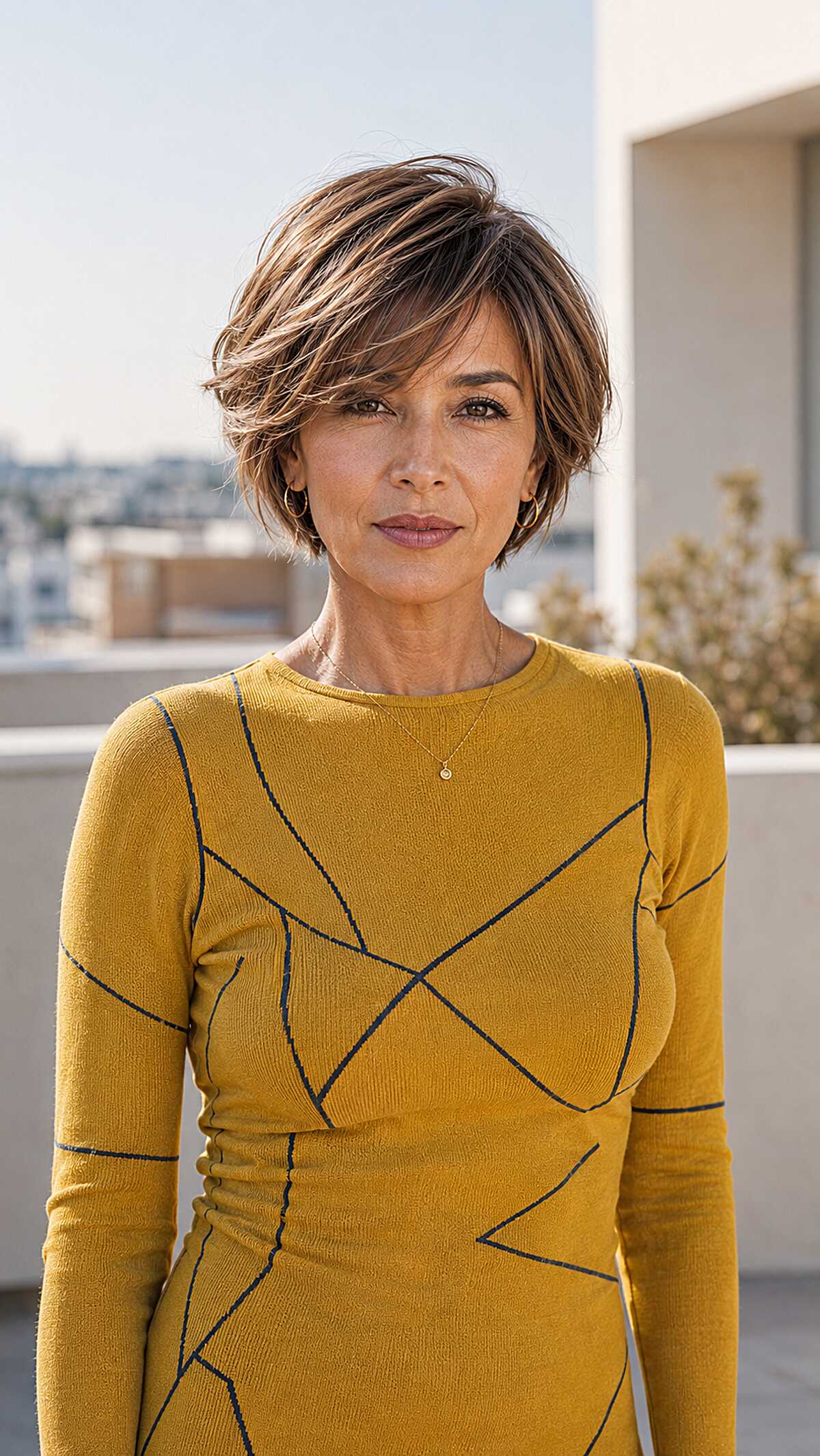 Tousled Brunette Chin-Grazing Bob With Soft Waves