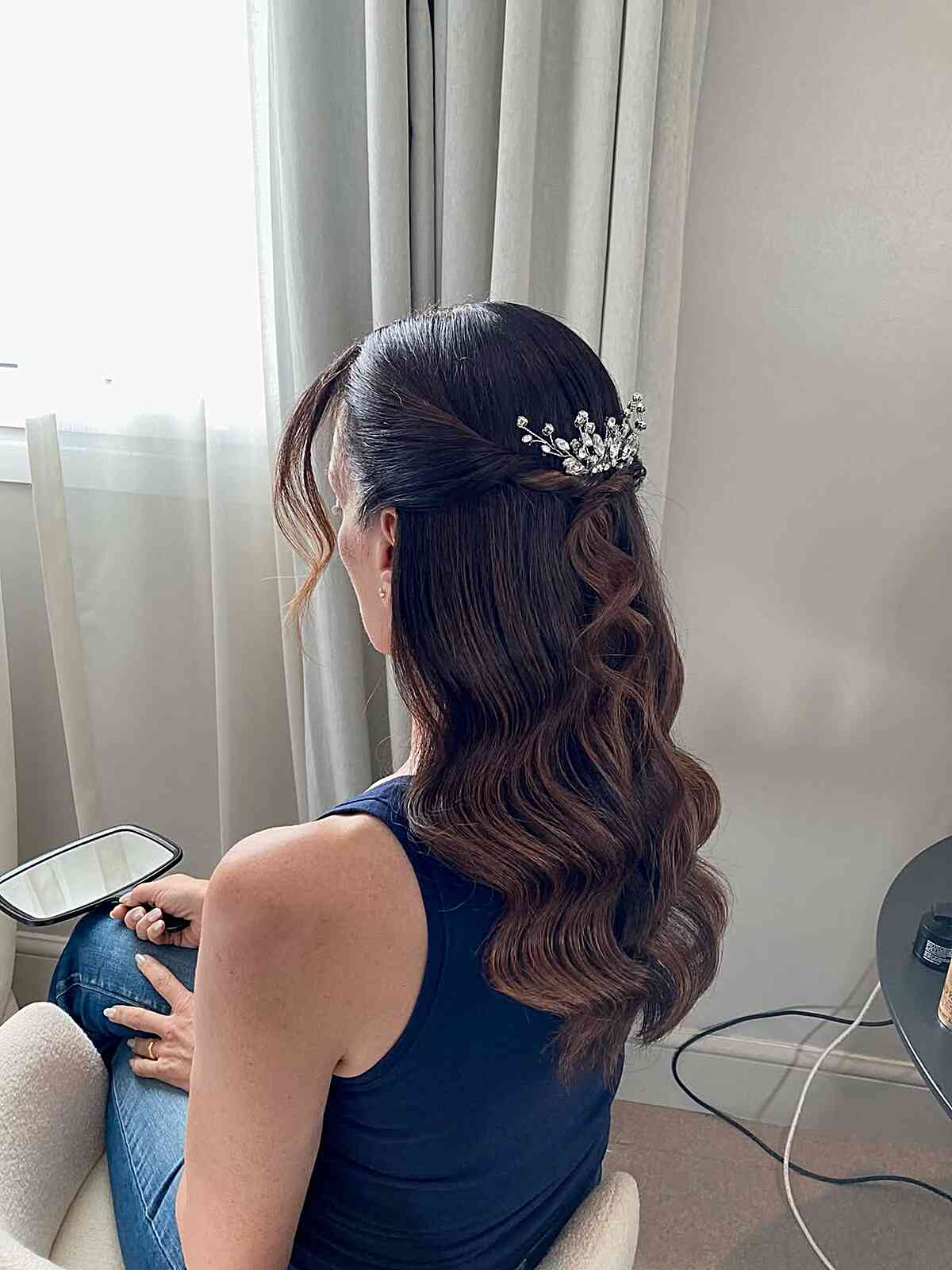 Elegant Half-Up Princess Waves