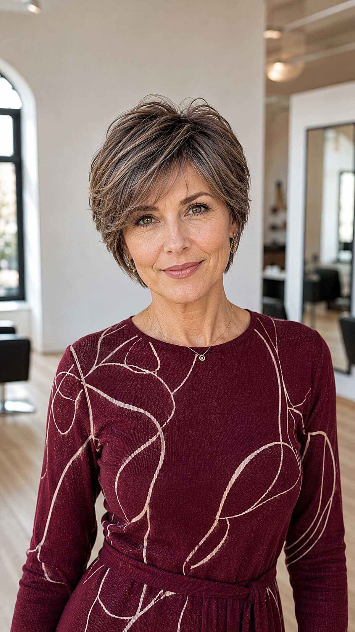 Short Feathered Crop With Silver and Brown Tones