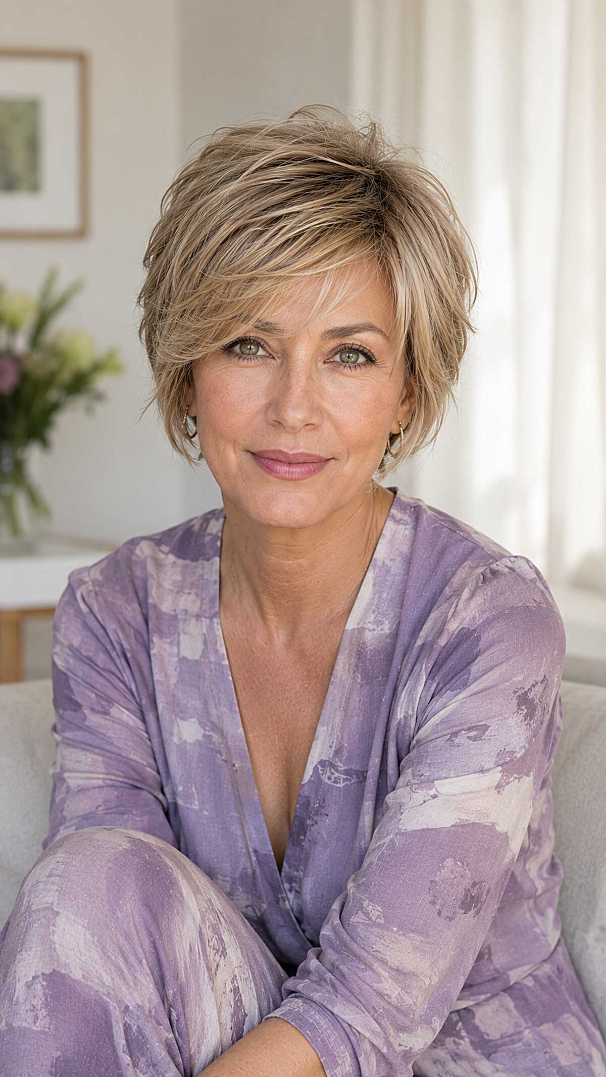 Warm Blonde Feathered Pixie-Shag With Volume