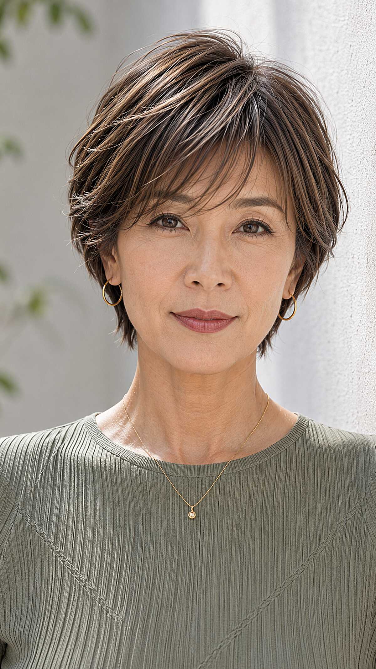 Feathered Brunette Pixie With Highlighted Texture