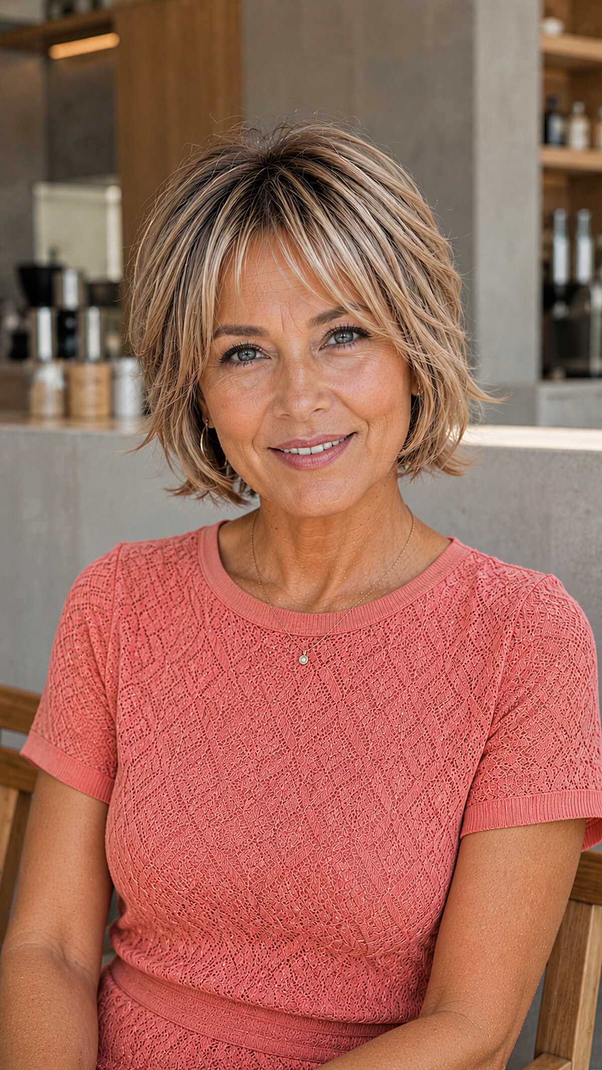 Lived-In Blonde Chin-Length Shag With Soft Layers