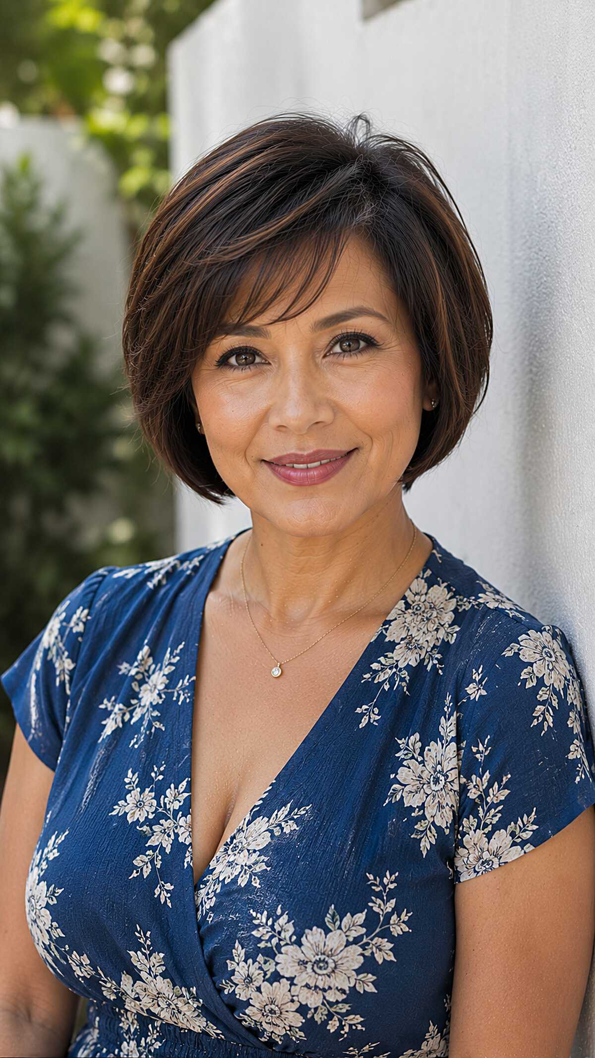 Sleek Dark Brunette Bob With Side Part