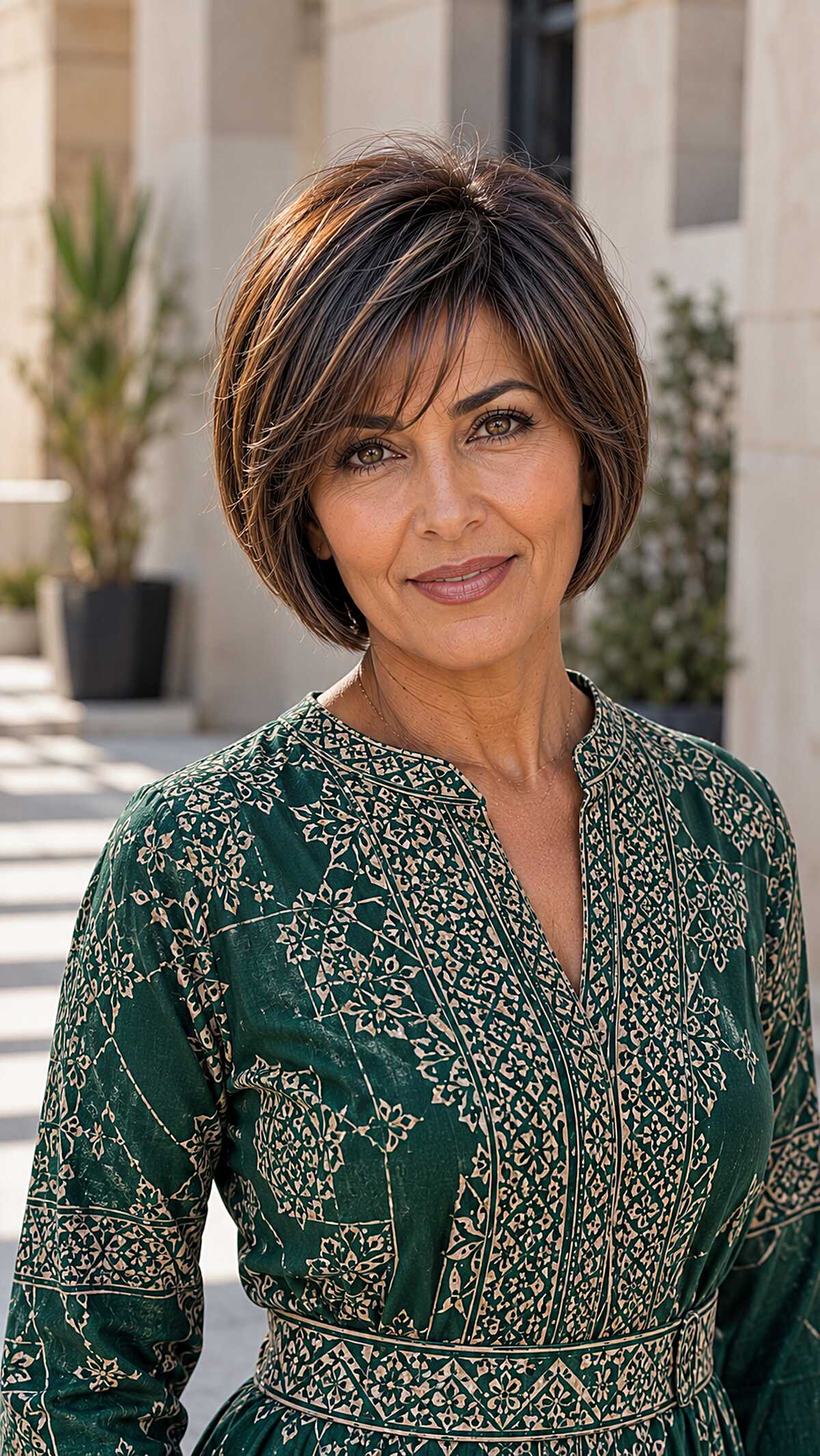 Structured Brown Bob With Copper Highlights